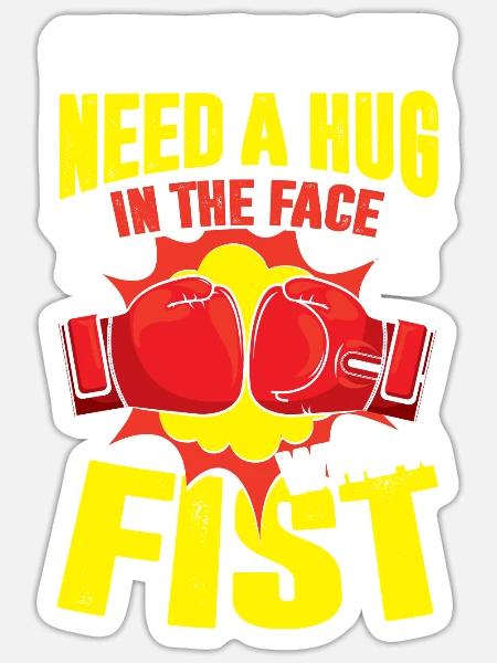 Boxen Boxer Spruch Umarmung - Sticker Größe S (10 x 10 cm) - Mattweiß