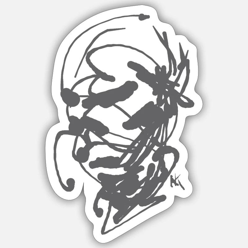 Samurai Abstract - Sticker size S (10 x 10 cm) - white matte