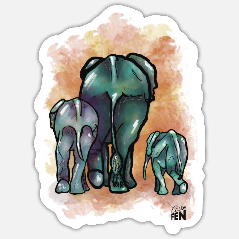 Génération éléphant - Sticker taille S (10 x 10 cm) - blanc mat