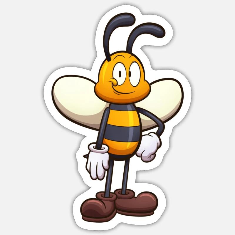 Abeille de dessin animé mignonne amicale Sticker taille S (10 x 10 cm)