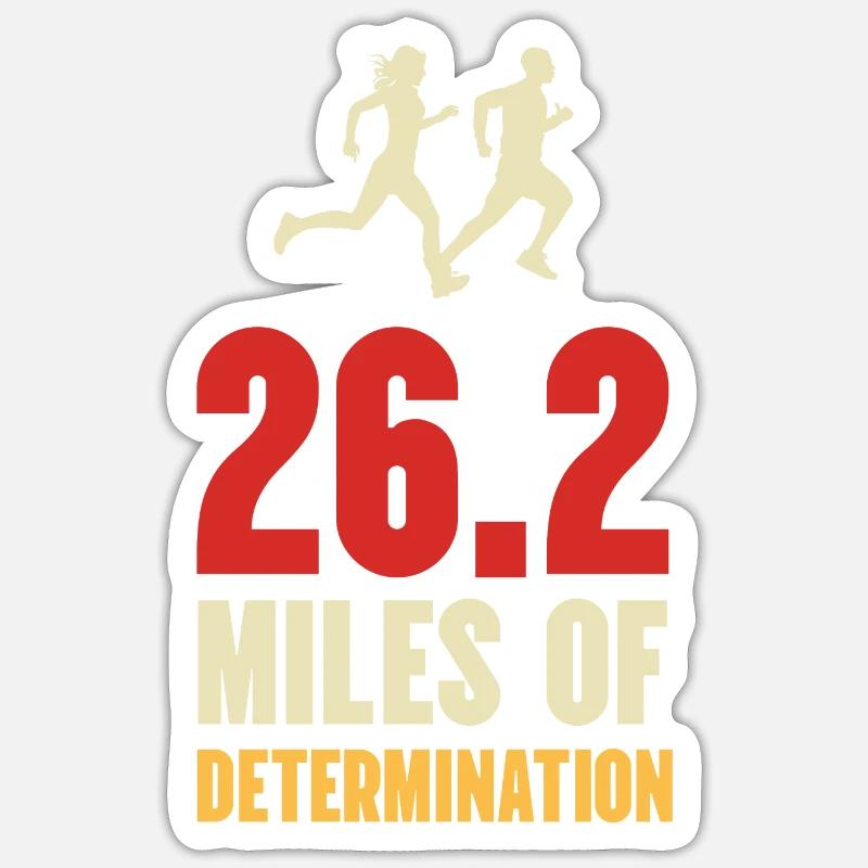 Marathon - 26,2 miles de détermination - Sticker taille S (10 x 10 cm) - blanc mat