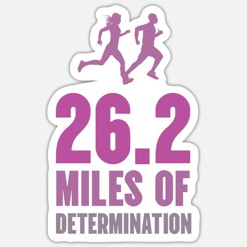 Marathon - 26,2 miles de détermination - Sticker taille S (10 x 10 cm) - blanc mat