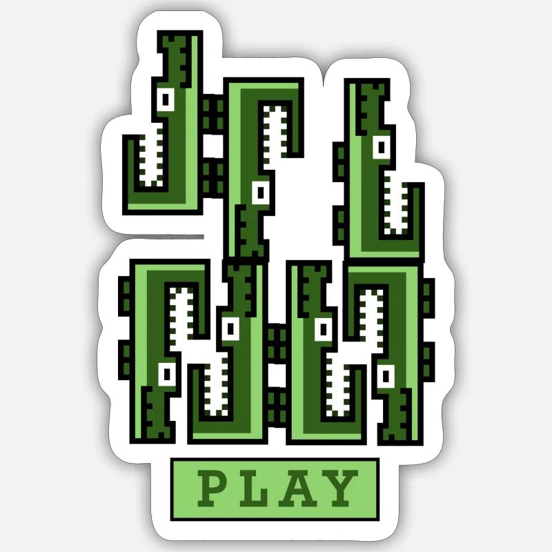 Jeu de crocodile - Sticker taille S (10 x 10 cm) - blanc mat