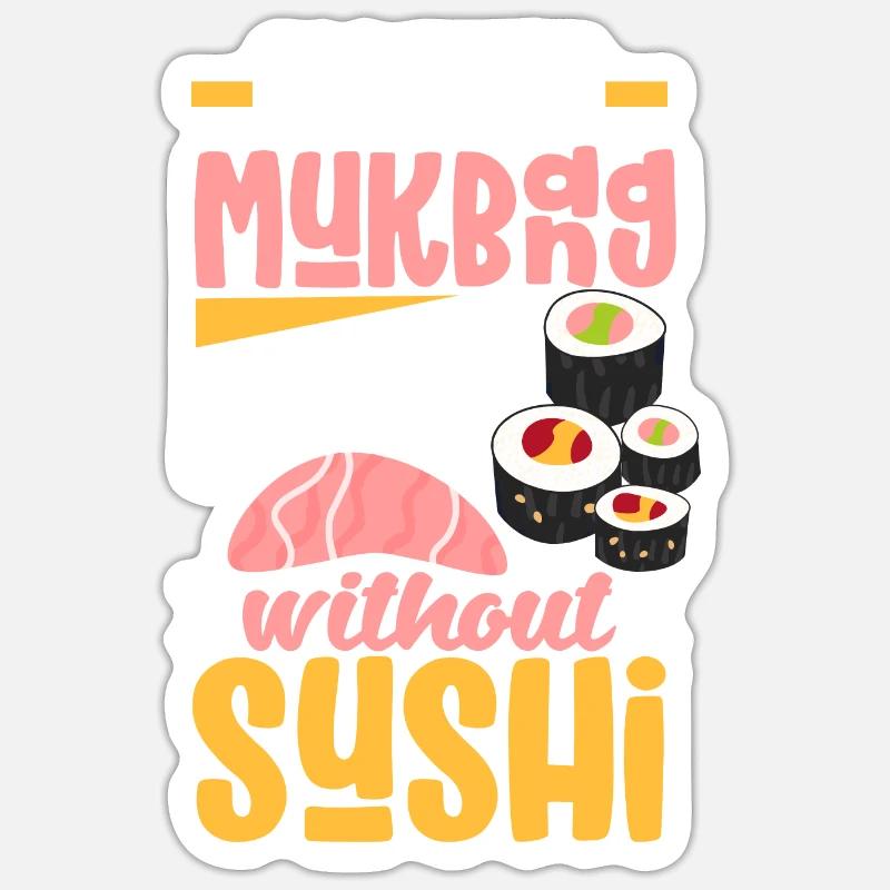Mukbang et Sushi - Sticker taille S (10 x 10 cm) - blanc mat