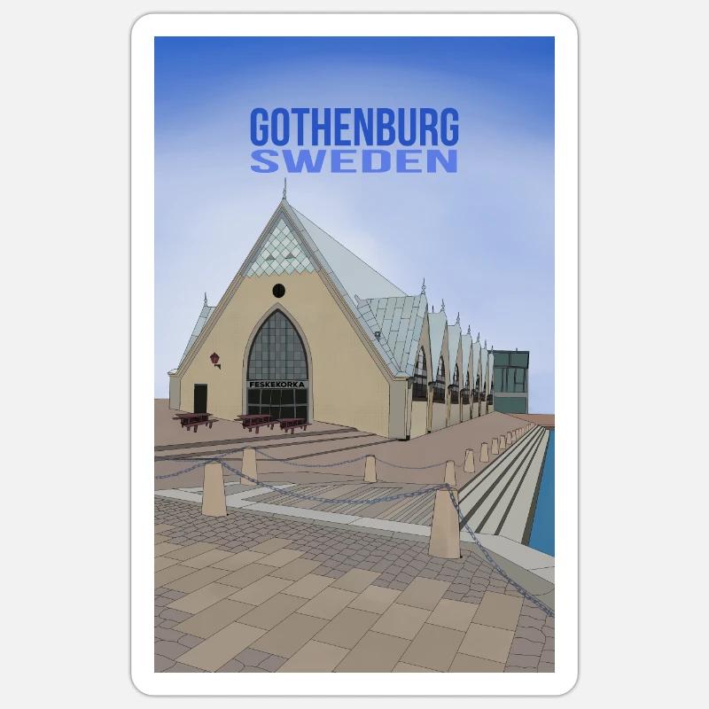Göteborg Suède - Sticker taille S (10 x 10 cm) - blanc mat