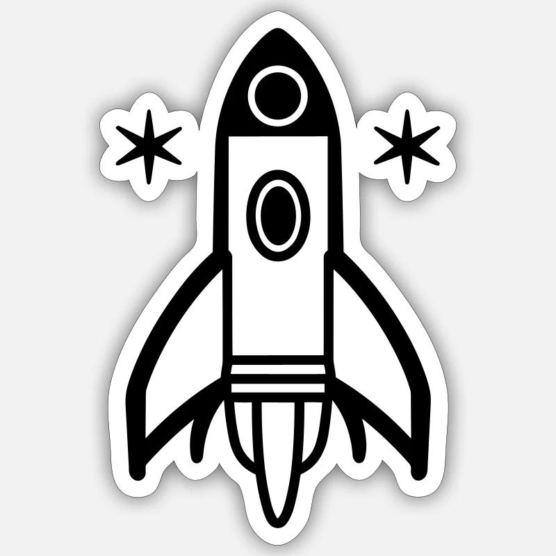 Fusée - Sticker taille S (10 x 10 cm) - blanc mat
