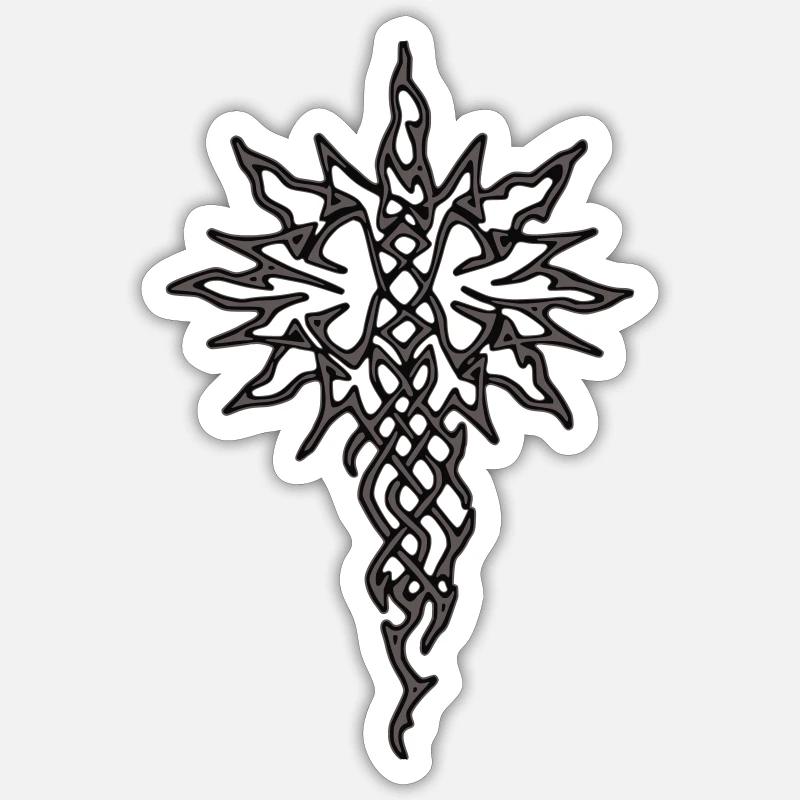 TribalSun2c - Sticker taille S (10 x 10 cm) - blanc mat