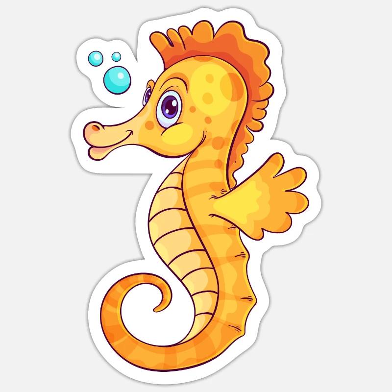 Seahorse Comic Bubbles Under Water Sticker size S (10 x 10 cm)