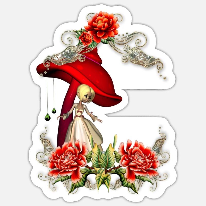 Fée mignonne - Sticker taille S (10 x 10 cm) - blanc mat