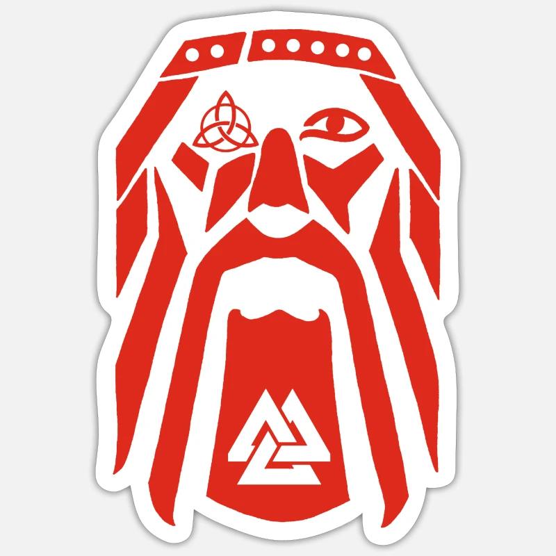 Wikingerkrieger (rot) - Sticker Größe S (10 x 10 cm) - Mattweiß