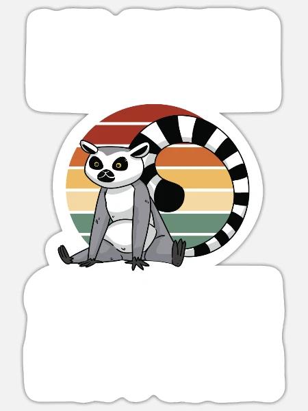 Lemur - Sticker Größe S (10 x 10 cm) - Mattweiß