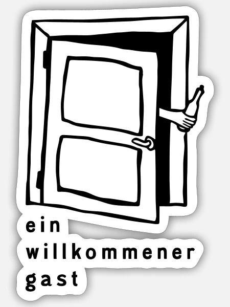ein willkommener gast - Sticker Größe S (10 x 10 cm) - Mattweiß