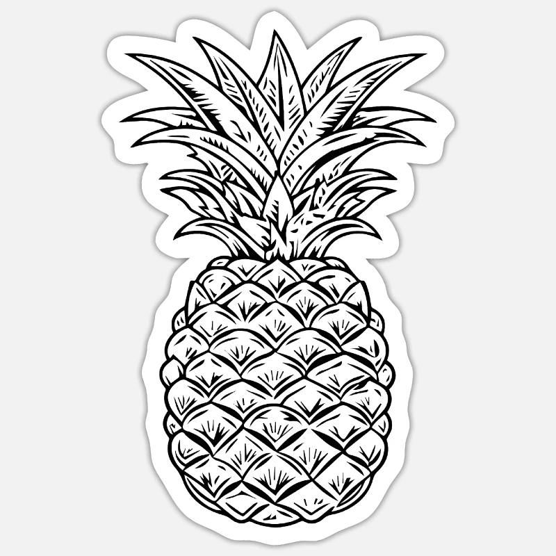 Ananas - Sticker taille S (10 x 10 cm) - blanc mat