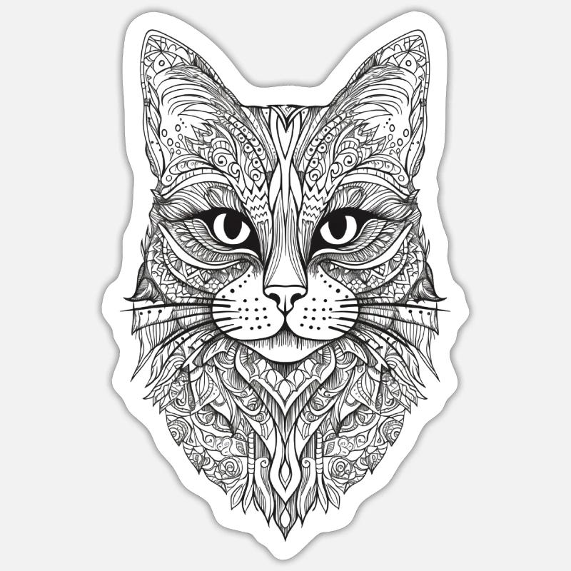 Conception de Mandala de chat Sticker taille S (10 x 10 cm)