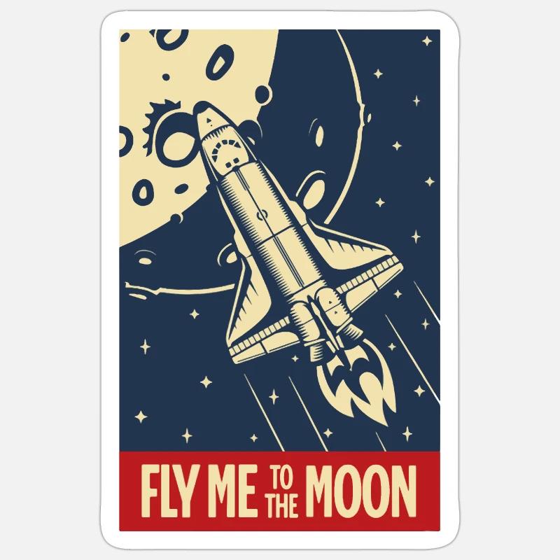 Envolez-moi vers la Lune - Sticker taille S (10 x 10 cm) - blanc mat