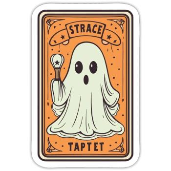Tarot Karte Geist mit Stock - Sticker Größe S (10 x 10 cm) - Mattweiß - Vorne