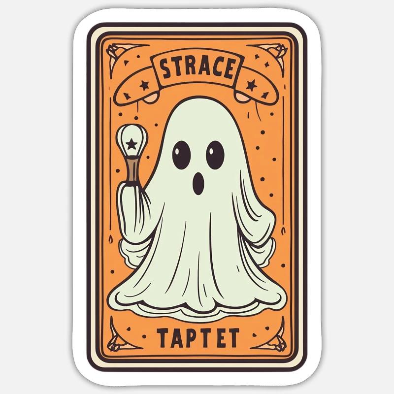 Tarot Card Ghost with Stick Sticker size S (10 x 10 cm)