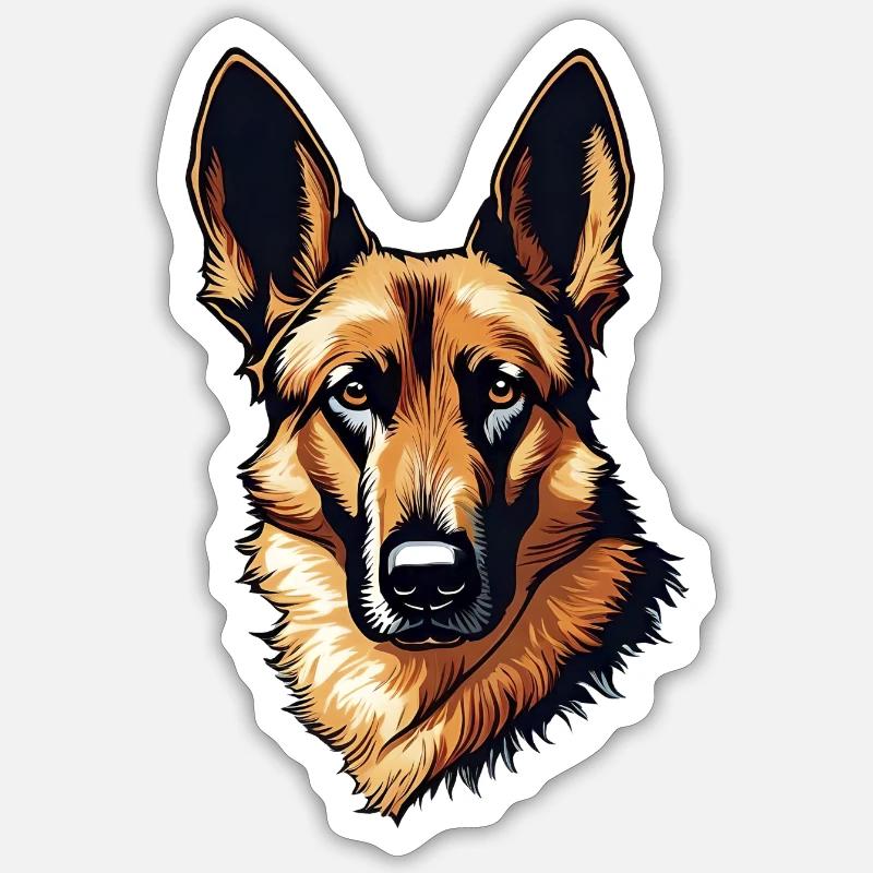 Deutscher Schäferhund - Sticker Größe S (10 x 10 cm) - Mattweiß