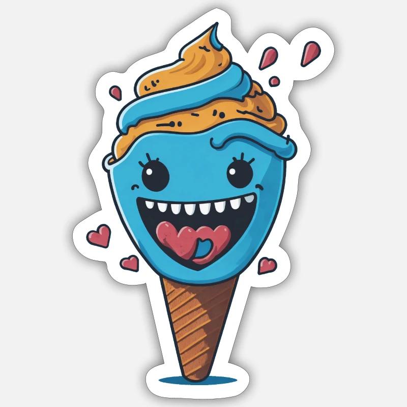 Fröhliches Eis - Sticker Größe S (10 x 10 cm) - Mattweiß