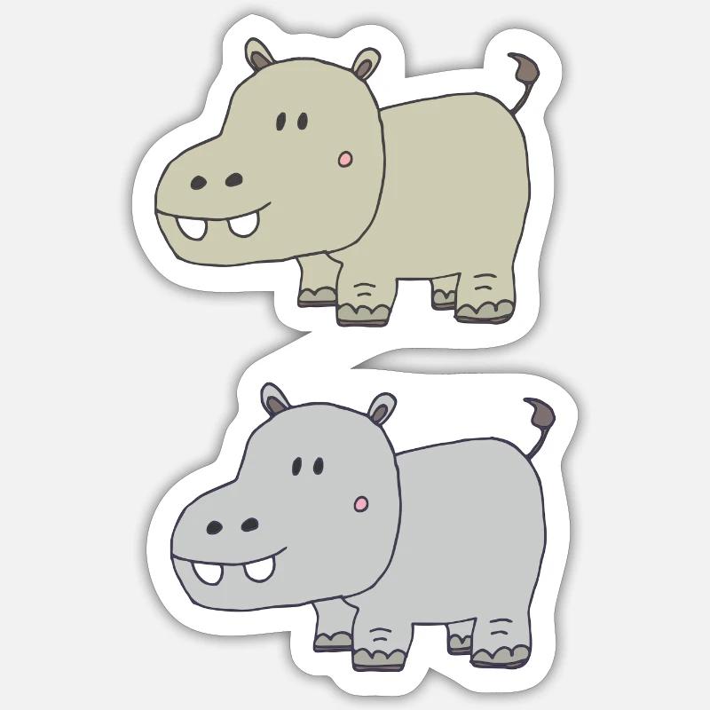 Hippopotames double Sticker taille S (10 x 10 cm)