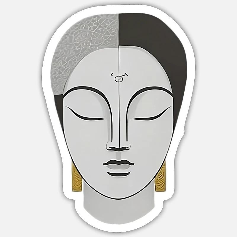 Gesicht im Boho Stil Sticker Größe S (10 x 10 cm)