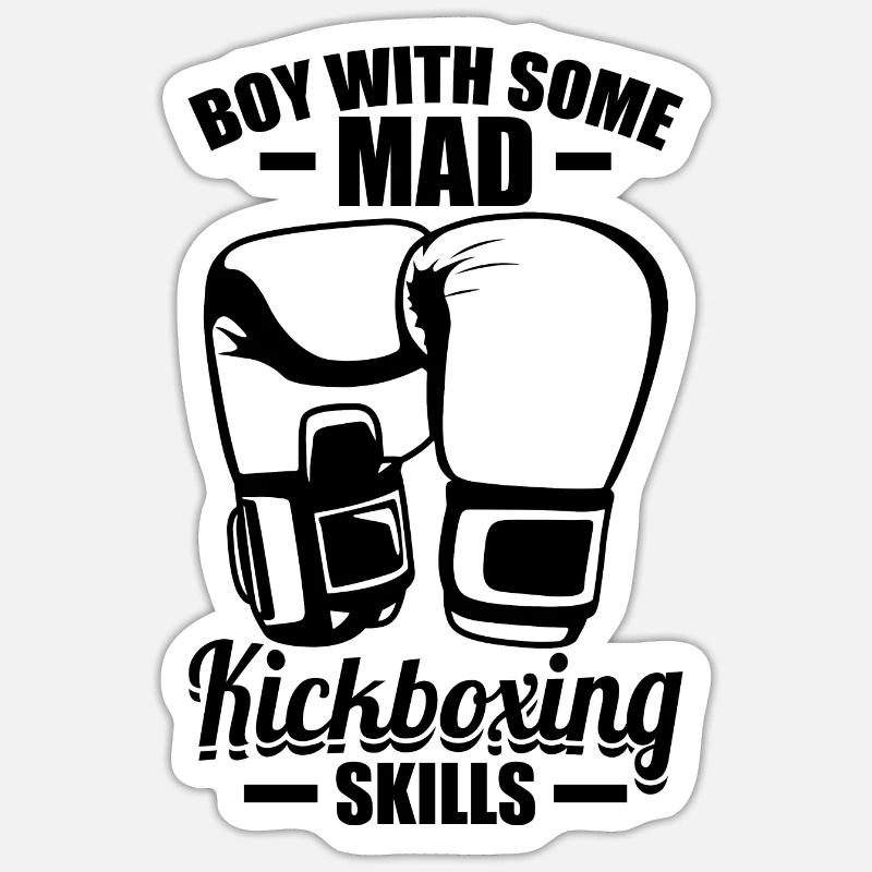 Lustiger Kickboxer Junge - Sticker Größe S (10 x 10 cm) - Mattweiß