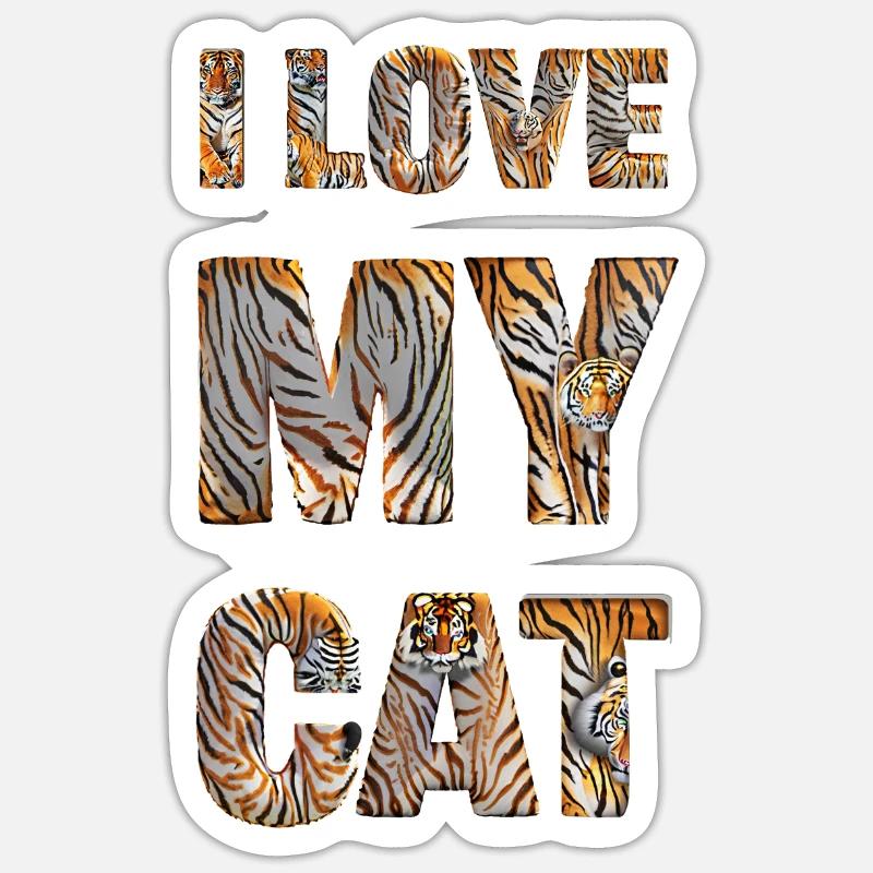 J’aime mon chat - Sticker taille S (10 x 10 cm) - blanc mat