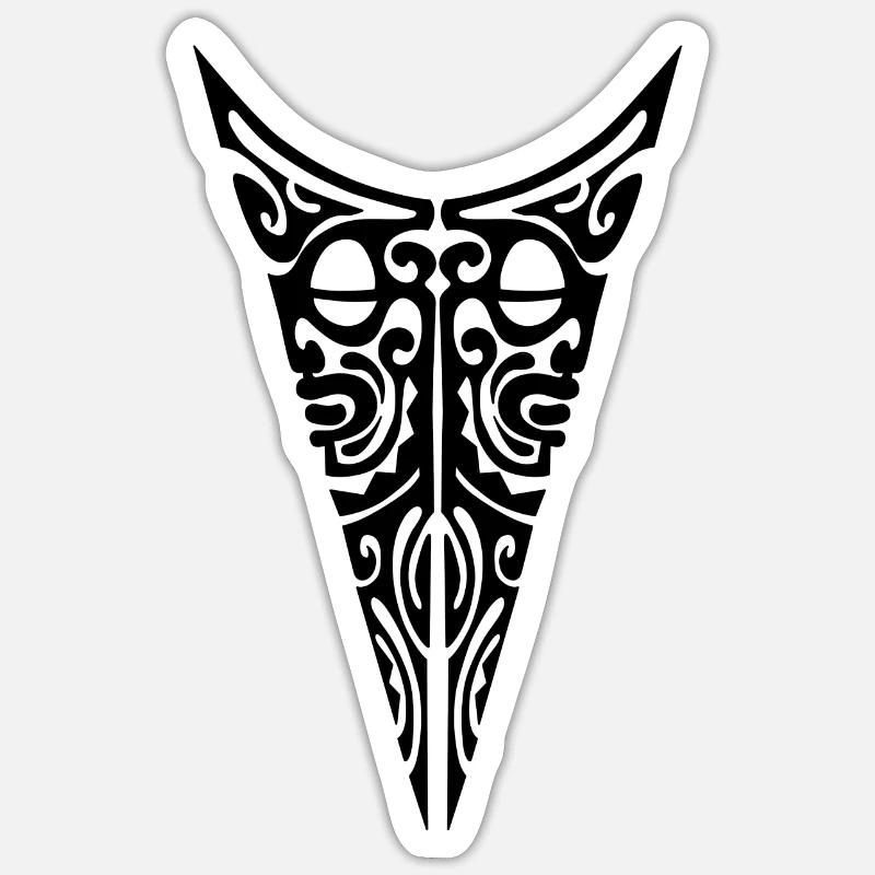 Maori Brustlogo 30 schwarz - Sticker Größe S (10 x 10 cm) - Mattweiß