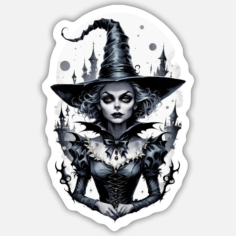 Classic Witch 15 - Sticker size S (10 x 10 cm) - white matte