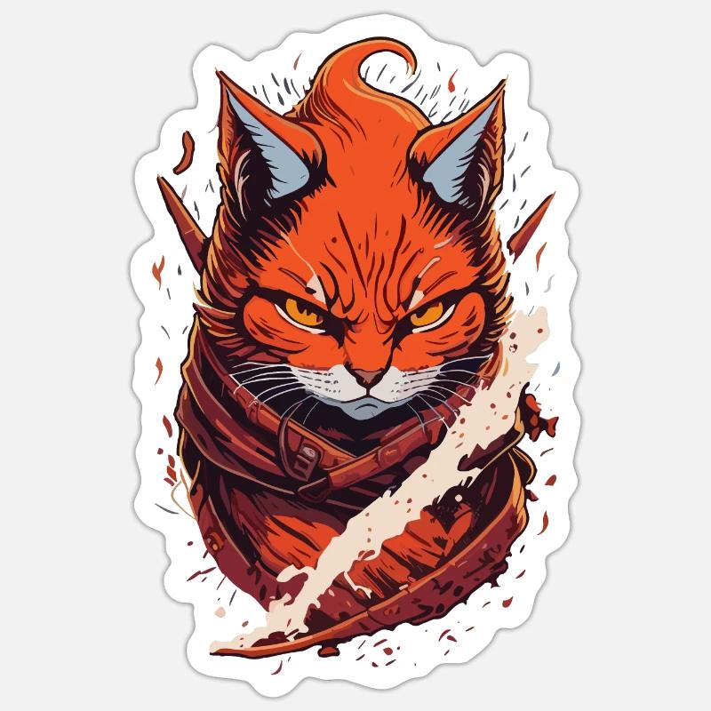 Chat Tabby Ninja Dark Evil Grim Sticker taille S (10 x 10 cm)