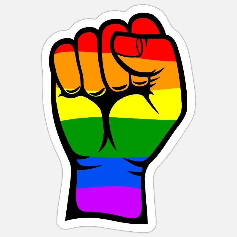Regenbogenfarbe Flagge Hand Faust Symbol Sticker Größe S (10 x 10 cm)