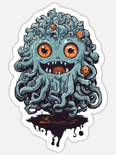 Süßes Tentakel Monster an Halloween - Sticker Größe S (10 x 10 cm) - Mattweiß