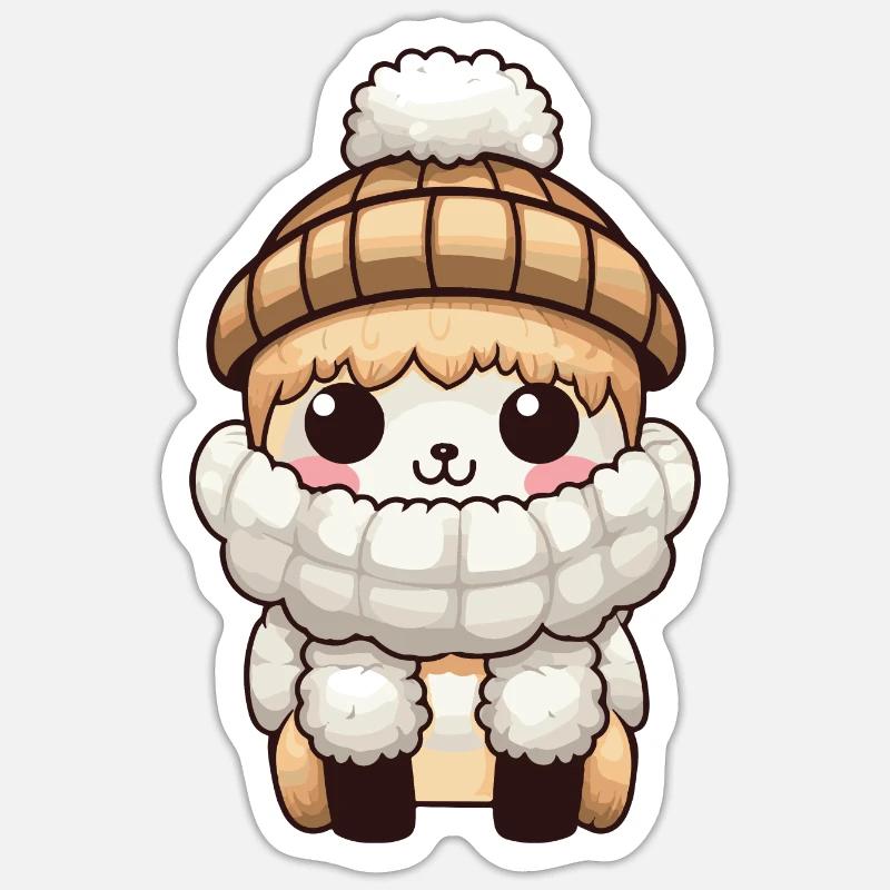 Alpaca Winter Llama Comic Cute - Sticker size S (10 x 10 cm) - white matte