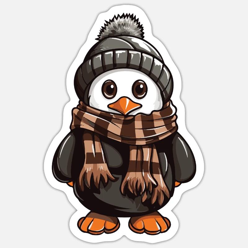 Penguin Cute Winter Comic - Sticker size S (10 x 10 cm) - white matte