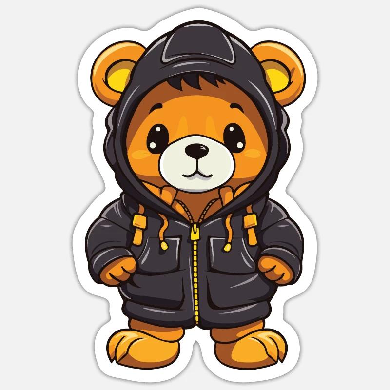 Bär Winter Comic Niedlich - Sticker Größe S (10 x 10 cm) - Mattweiß