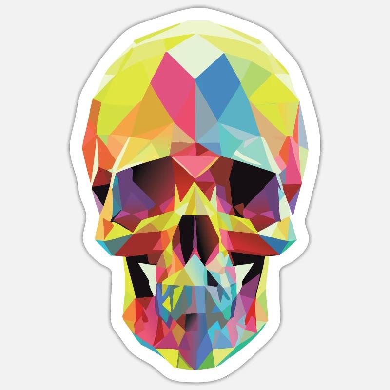Crâne Low Poly Sticker taille S (10 x 10 cm)
