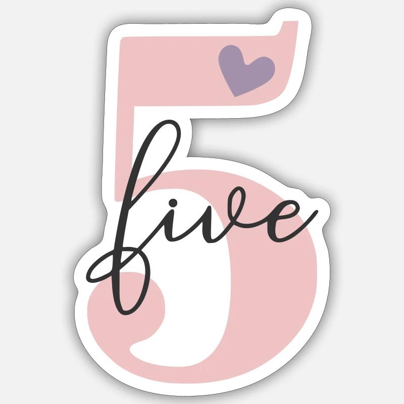 5th Birthday Five Five - Sticker size S (10 x 10 cm) - white matte