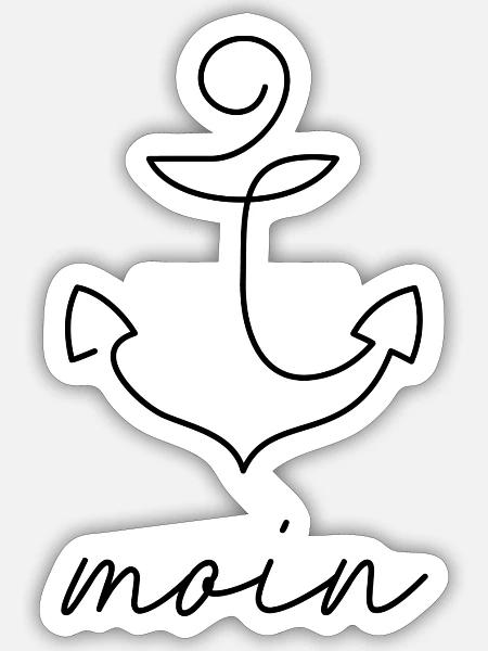 Moin Anker Motiv - Sticker Größe S (10 x 10 cm) - Mattweiß