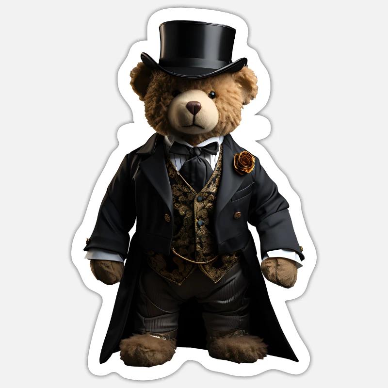 Plüschbär im schwarzen Frack Sticker Größe S (10 x 10 cm)