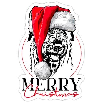 Santa Irish Wolfhound Merry Christmas Wilsigns - Sticker Größe S (10 x 10 cm) - Mattweiß - Vorne