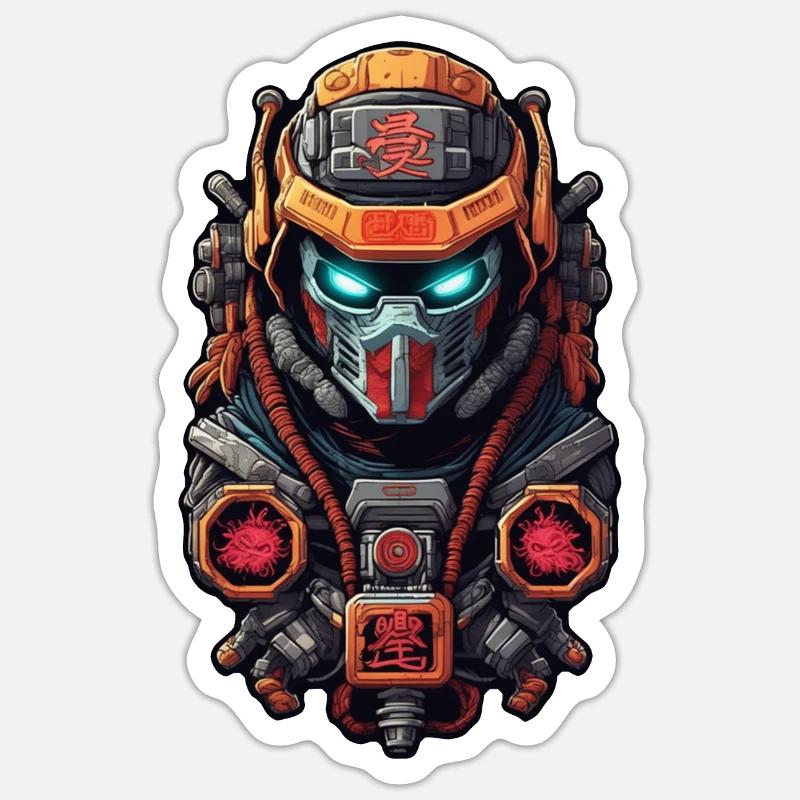 Samurai Warrior - Japan - Robot - Sticker size S (10 x 10 cm) - white matte