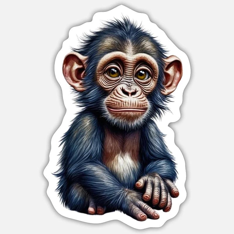 Singe singe - Sticker taille S (10 x 10 cm) - blanc mat