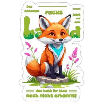 Der schlaue Fuchs vom Land - Sticker Größe S (10 x 10 cm) - Mattweiß - Vorne