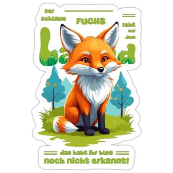 Der schlaue Fuchs vom Land - Sticker Größe S (10 x 10 cm) - Mattweiß - Vorne
