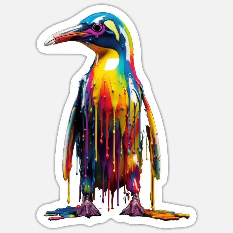 Rainbow Penguin - Sticker Größe S (10 x 10 cm) - Mattweiß