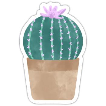 Kaktus im Blumentopf - Sticker Größe S (10 x 10 cm) - Mattweiß - Vorne