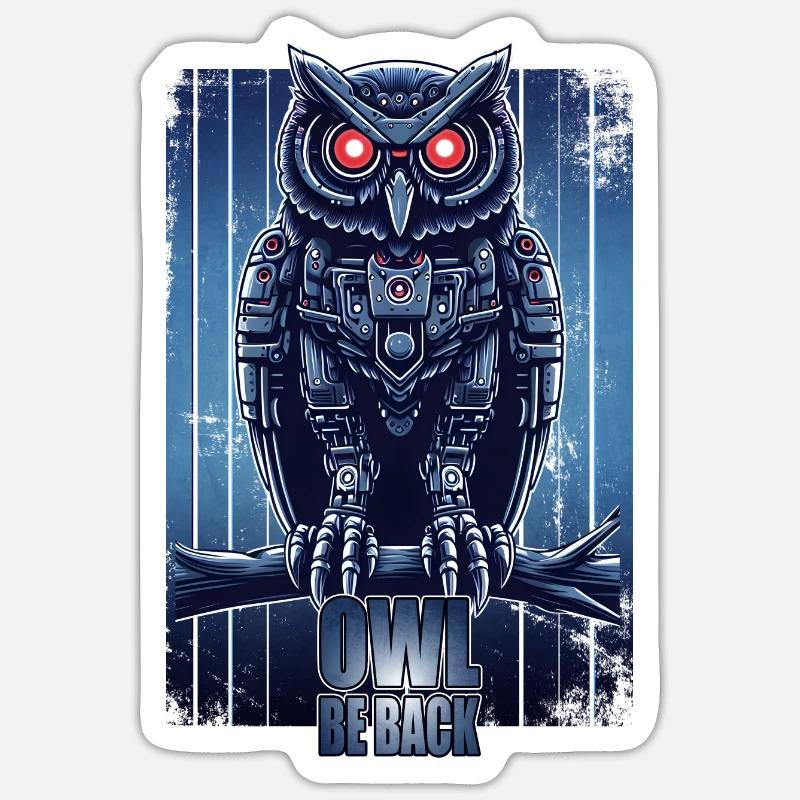 Eule Owl be back - Sticker Größe S (10 x 10 cm) - Mattweiß
