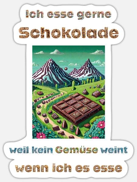 Ich esse gerne Schokolade - Sticker Größe S (10 x 10 cm) - Mattweiß