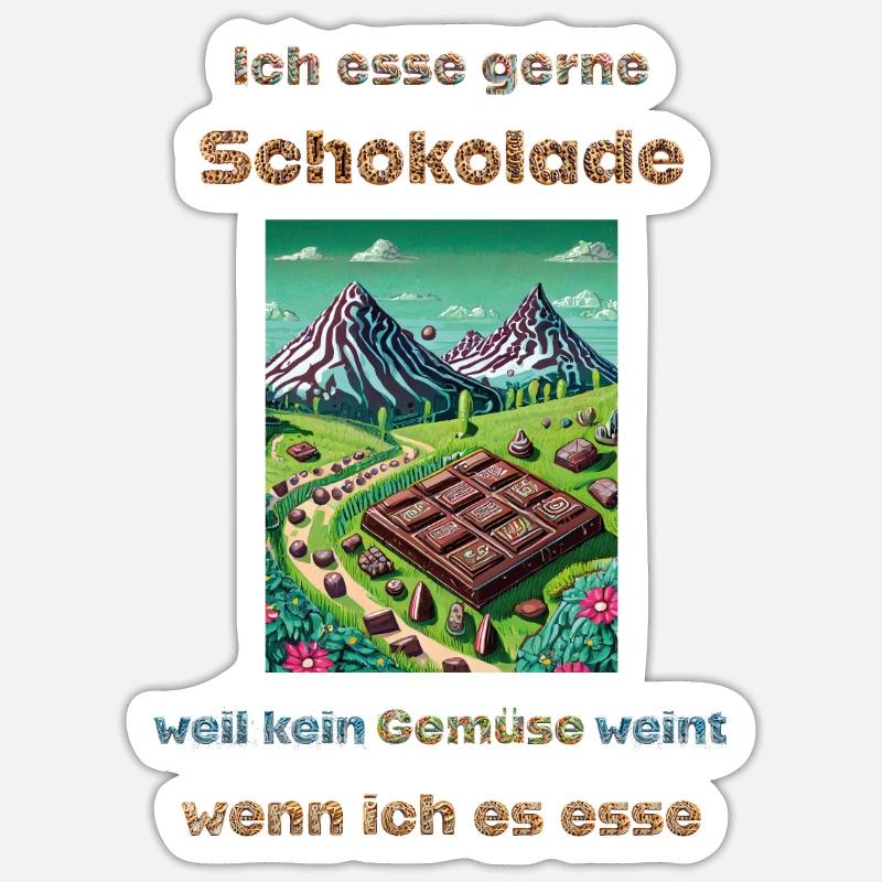 Ich esse gerne Schokolade - Sticker Größe S (10 x 10 cm) - Mattweiß