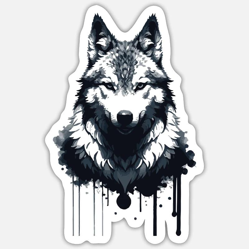 Wolf,Ink,Painting,Front,Graffiti,Black - Sticker size S (10 x 10 cm) - white matte